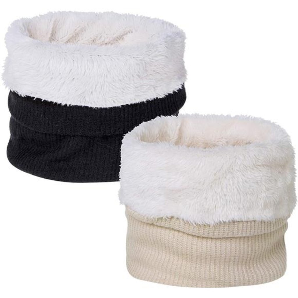 Double-Layer Neck Warmer Knit Fleece Lined Circle Loop Scarves For Women